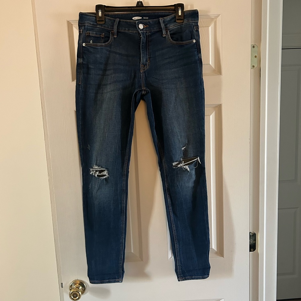 Old Navy Blue Rockstar Distressed Super Skinny Jeans